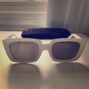 White modern Celine rectangular sunglasses.